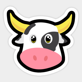 Cute Cow - Cowface Bow farmers Face Sticker